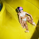 Children in water slides in water park